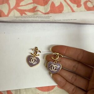 Gold and Lavender Heart Earrings